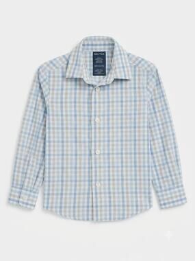 Nautica Boys Gingham Long Sleeve Button-Down Shirt